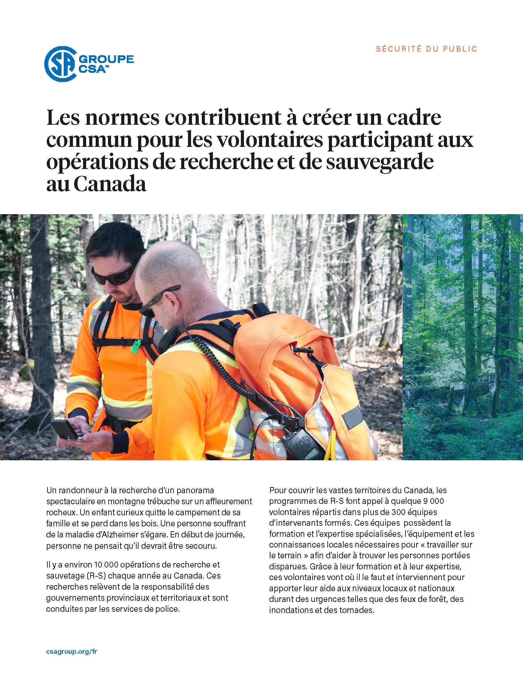 Featured Image. Les normes contribuent à créer un cadre commun pour les volontaires participant aux opérations de recherche et de sauvegarde au Canada.