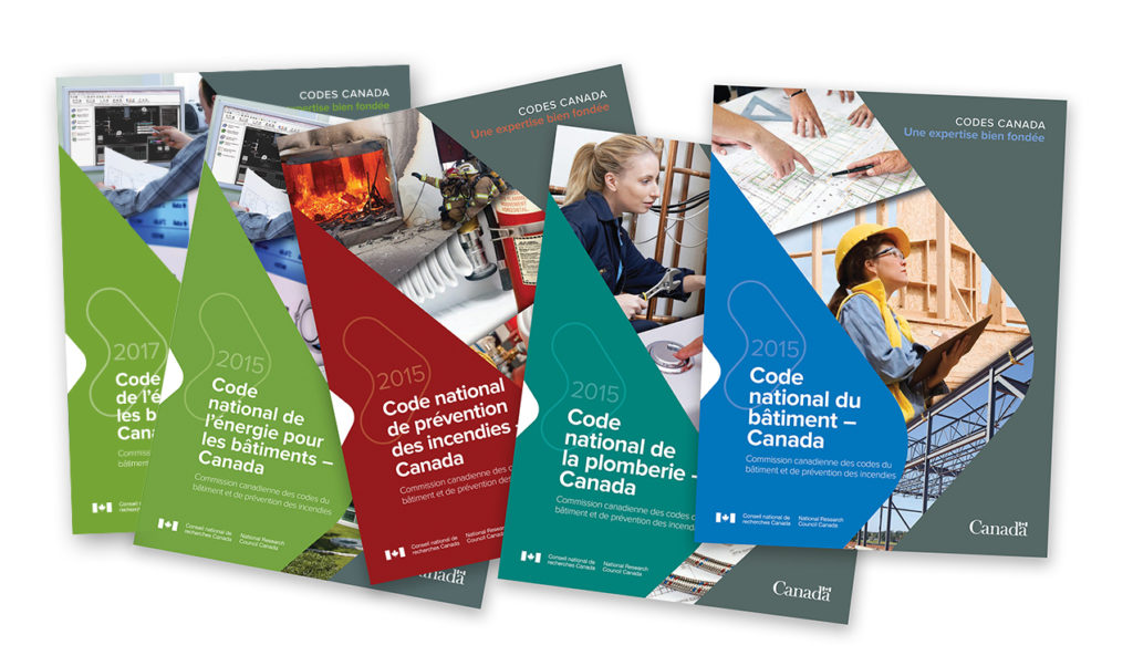La couverture de 5 manuels publiés par Codes Canada