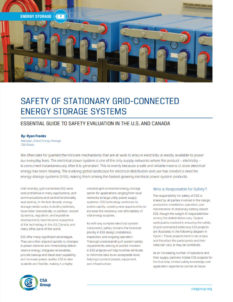 Safety of Stationary Grid Connected Energy Storage Systems, Whitepaper Cover