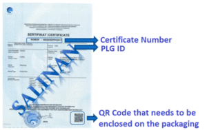 Low quality image of Certificate with QR Code location circled in the bottom right hand corner.