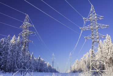 Transmission towers covered in ice